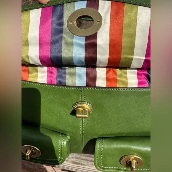 Coach Bleecker Street Legacy Peyton Apple Green Leather Satchel - Picture 9 of 16